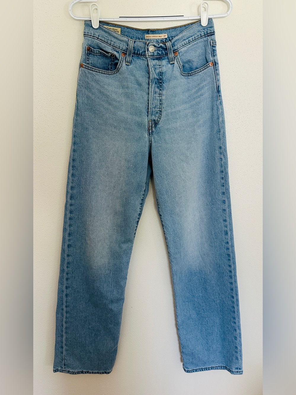 Levi's Ribcage Straight Ankle Jeans High Rise Light Wash 27x31